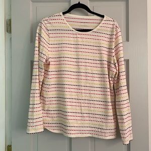 Euc Talbots textured colorful stripe long sleeve tee size large
